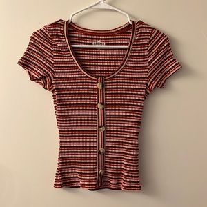 Hollister short sleeve faux button-up tshirt